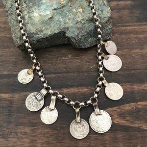 ANTIQUE AFGHANI COIN NECKLACE BELLYDANCE TRIBAL